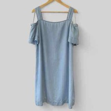 Vince Camuto Cold Shoulder Dress Women’s 1X Blue 100% Tencel Knee Length