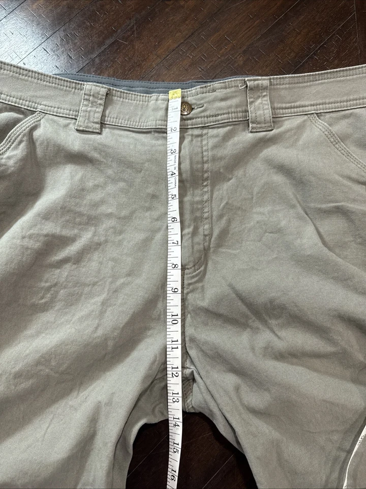 Pantalones Cortos Coleman Para Hombre Talla 38 Verde Caqui Frente Plano Tiro Alto Elastizados Foto 4 de 4