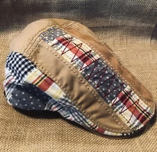 Hat Newsboy Jamont Madras  Plaid Slider Beret RedWhiteBlue/Tan