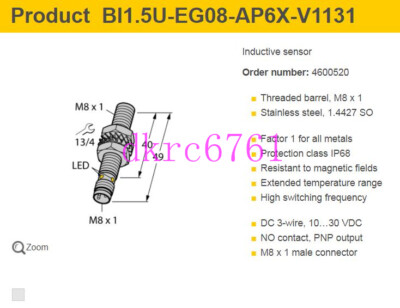Original TURCK Inductive sensor BI1.5U-EG08-AP6X proximity switch
