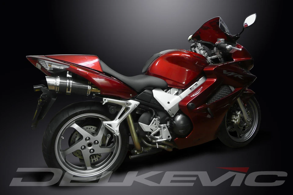Silenciadores redondos de carbono Honda VFR800 V-Tec 02-09 escape completo 4-2 8" - Imagem 4 de 4