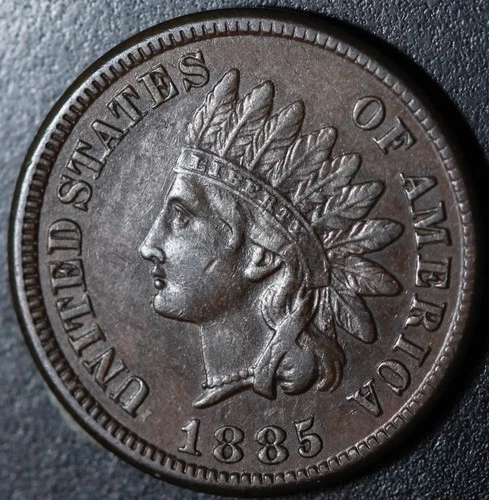 1885 INDIAN HEAD CENT - With LIBERTY & DIAMONDS - AU UNC