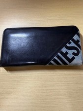 Diesel Men Long Wallet Round Zipper Black Denim Vintage Luxury Classic Stylish