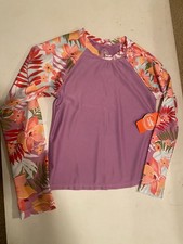 Wonder Nation Swim Shirt Purple Girls M 7-8 UPF50 Sun Protection Flaw No tag