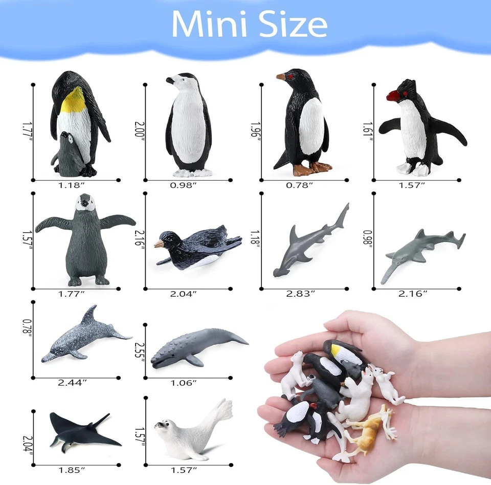 Paquete de 26 figuras de animales polares mini plástico ártico criaturas marinas antárticas pingüino Foto 2 de 4