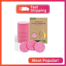 100-Count Compressed Facial Sponges, Natural Cellulose, Pink
