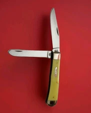 CASEXX04 VINTAGE CASE YELLOW DELRIN  2 BLADE TRAPPER 54 3254SSM ITEM 161 022900