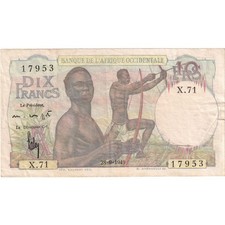 [#377377] French West Africa, 10 Francs, 1949-09-28, AU(50-53)
