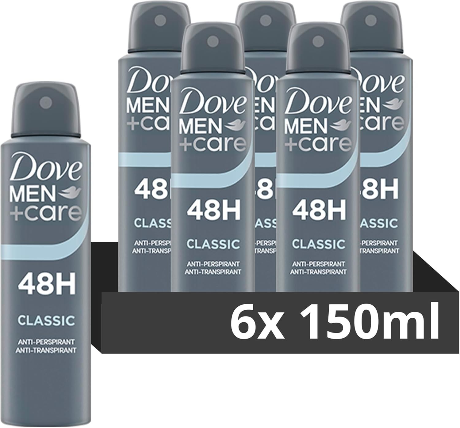Dove Men's White +Care Classic 'Antiperspirant' W/ 48H Sweat Protection 150Ml, 6Pack In - Image 4