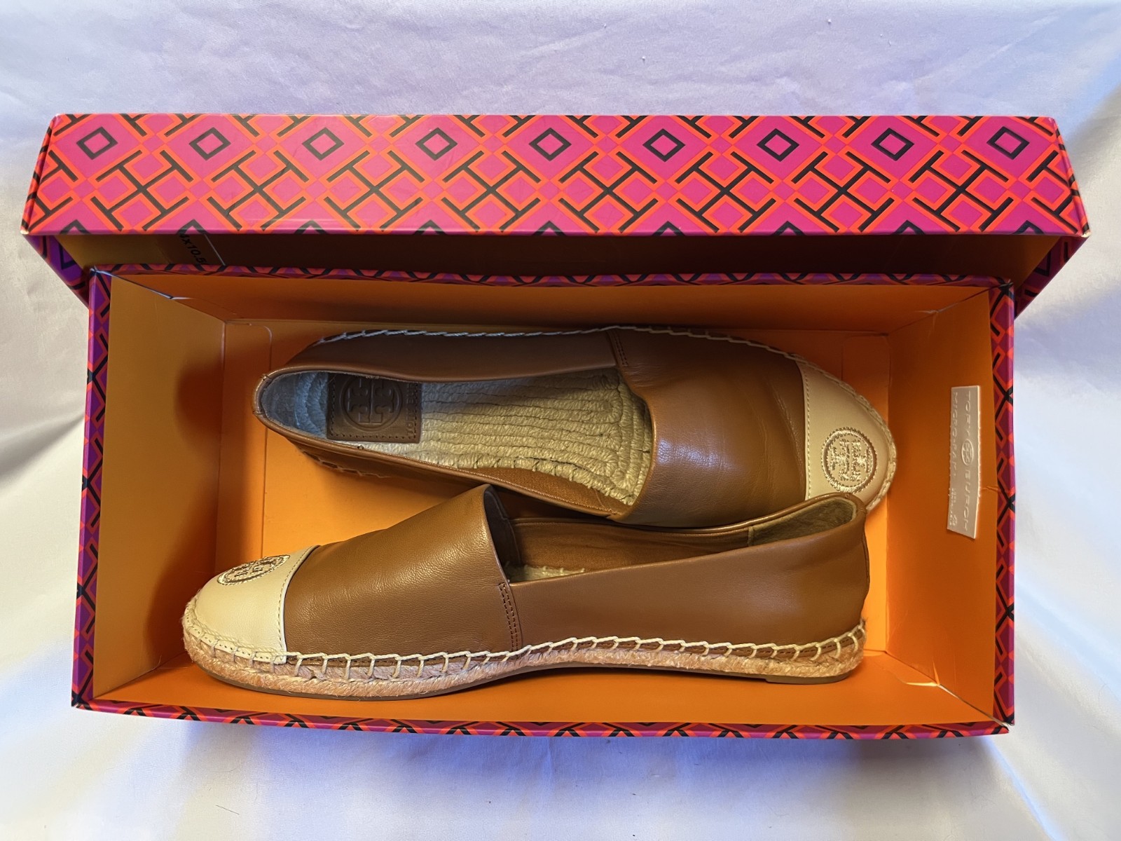 Tory Burch Leather Ambra Dulce De Leche Color Block Espadrille Shoes - Size 7.5 thumbnail 6