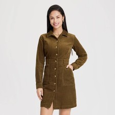 Women's Long Sleeve Corduroy Mini Shirtdress - Universal Thread