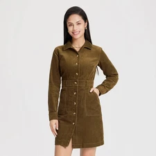 Women's Long Sleeve Corduroy Mini Shirtdress - Universal Thread