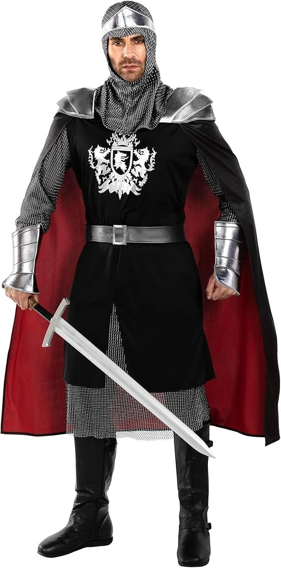 Men`s Medieval Knight Costume Adult Crusader Lord Outfit M - 3XL Halloween-image