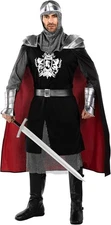 Men`s Medieval Knight Costume Adult Crusader Lord Outfit M - 3XL Halloween