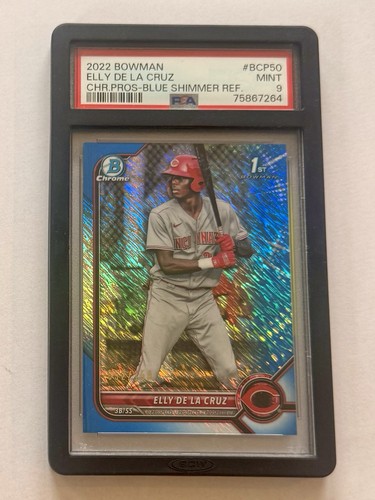 2022 Bowman Chrome 1st Blue Shimmer Refractor Elly De La Cruz PSA 9 #BCP50 #/150