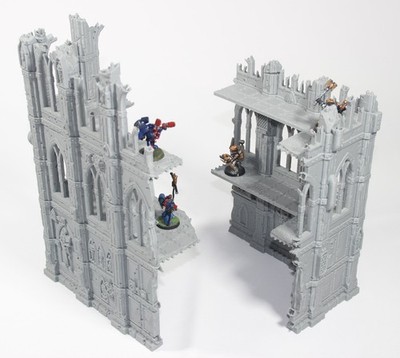 Mehrstöckige Stadtruinen kompatibel mit Warhammer 40k AoS DnD