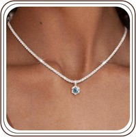 Geburtsstein Halskette 925 Sterling Silber Zirkonia AnhäNger Personalisiert