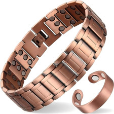 3X Copper Bracelet for Men Triple Ultra Strength Magnets, Masculine Design Pure
