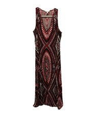 London Style Collection Womens Vintage Sleeveless Maxi Dress Aztec Boho Size L