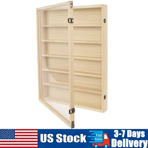 6-Tier Wooden Wall Display Case Stand Cabinet Holder for Model Toy Collection US