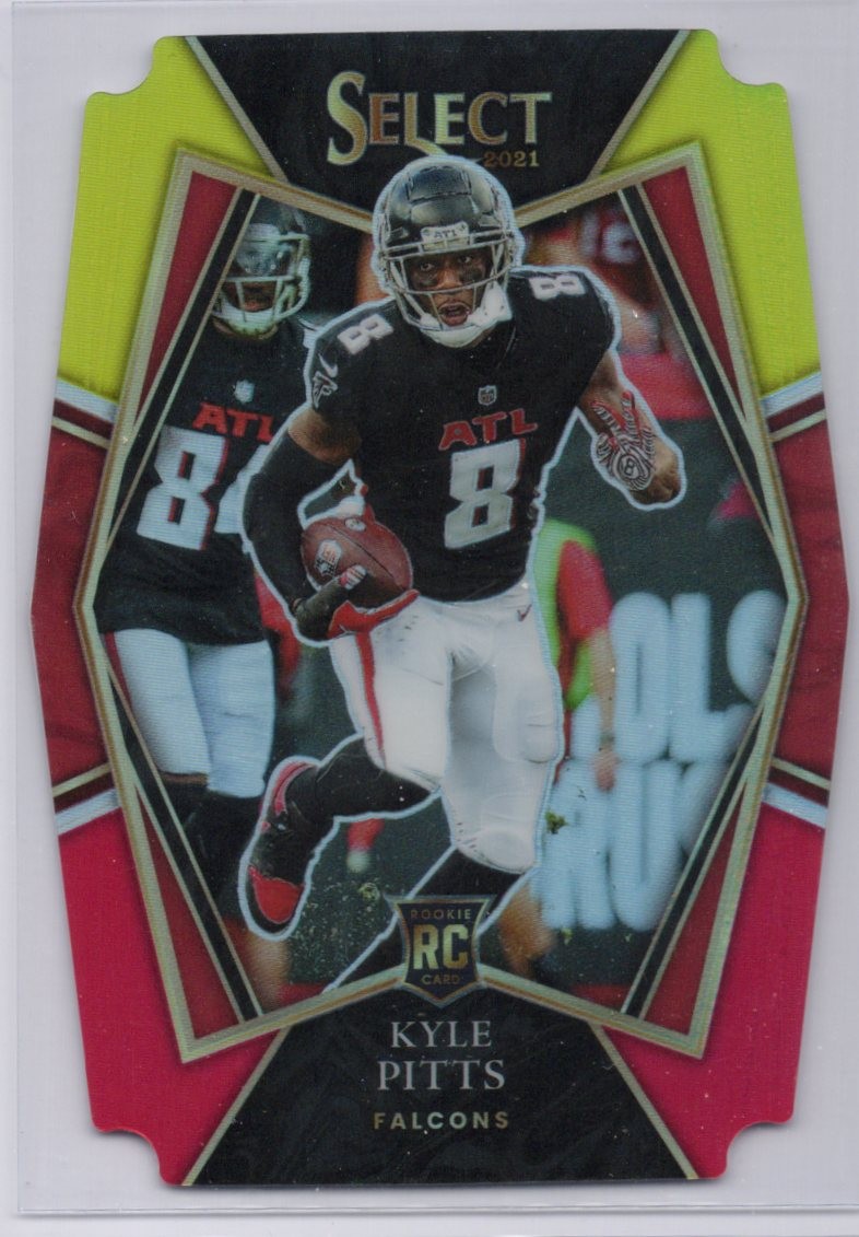 2021 Panini Select #146 Kyle Pitts Rookie Red and Yellow Prizm Die Cut  V