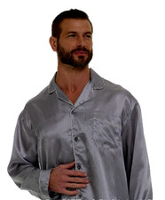Mens Silk Satin Pajamas -PJ Set BLACK DIAMOND  ''5 DAY DELIVERY - USA Seller
