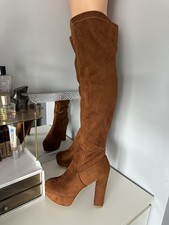 Faux Suede Over The Knee ChunkyHeel Boot Sz 9