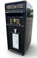 Cast Iron ER Post Box Black British Wall Mounted Mailbox 56cm 2 Keys