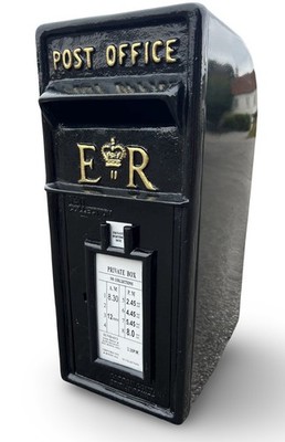 Gusseisen ER Postkasten schwarz britischer Wandbriefkasten 56 cm 2 Schlüssel