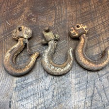 3 Vintage Industrial Iron Barn Hoist Rigging Logging Hoisting Heavy Duty Hook