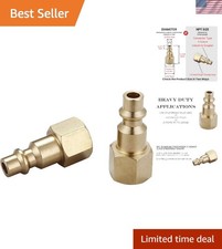 Solid Brass 1/4-Inch NPT Female Air Hose Fitting Plug Set - 2 Pieces