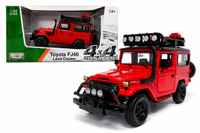 Toyota FJ40 Land Cruiser 1:24 Diecast Red 4x4 Overlander Motor Max