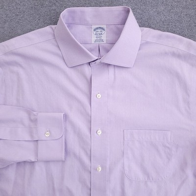 Brooks Brothers Dress Shirt Mens 16.5 34 Regent Non Iron Lavender Corpcore