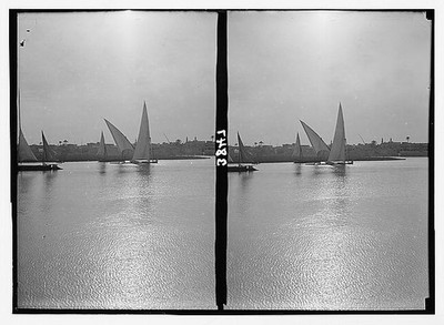 Nile River Scene,Boats in Full Sail,Cairo & Memphis,Egypt,Africa,1920-1933