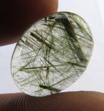 8.80 Ct Green Rutilated Quartz Crystal 17mm Healing Stone Oval Chakra Gemstone