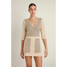 Patrizia Pepe Italy patchwork quiet luxury shift dress size 6 US IT 42 career