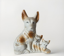 Vintage Ceramic German Shepherd Mother And Pups Figurine 4" Japan
