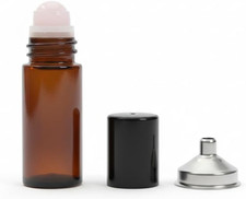 30Ml Amber Glass Roll on Bottle with Natural Jade Roller Ball - Refillable, Leak