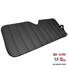 Front Windshield Sun Shade - Accordion Folding Auto Sunshade for Car Black