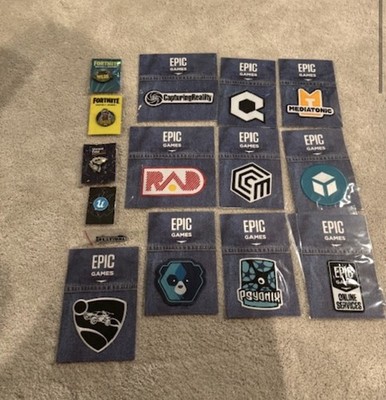 RARE Fortnite & Epic Games 15 pc Lot Pins Patches WILDS Underground Unreal Fest