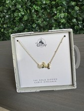 Disney jewelry 14 karat gold dipped Minnie mouse bow necklace with cubic zirconi