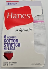 6PK Hanes Originals Womens Hi Legs Underwear Cotton Stretch Breathable SMALL / 5