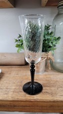 Vintage Cristal d'Arques Onyx 7" French Wine Glasses W/Optic Bowls & Black Stem