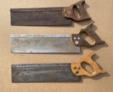 Lot of (3) Vintage BACK SAWS Warranted Superior, Craftsman, Unbranded 14