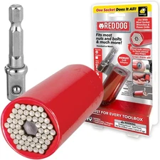 Red Dog Socket w/ Drill Adapter, Fits Most Nuts & Bolts, Use with 2 In.,