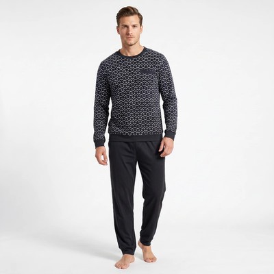 Schlafanzug Pyjama Herren lang Männer Set Langarm M-3XL 2504