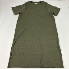Madewell Dress Womens L Green Ribbed T-Shirt Maxi Short Sleeve Pocket Knit