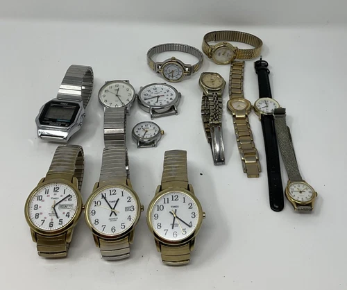 Lot of 13 Timex Watches All Working New Batteries Easy Read Indiglo Vintage