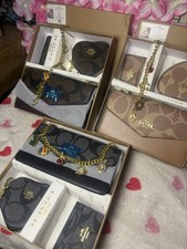 COACH Women  s Signature Wallet Coin Purse  Keychain Accessory Set