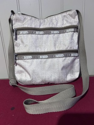 LESPORTSAC Tan Crossbody Bag 3 Zipper 9.5 X 7.5  Quality Travel Clean EUC